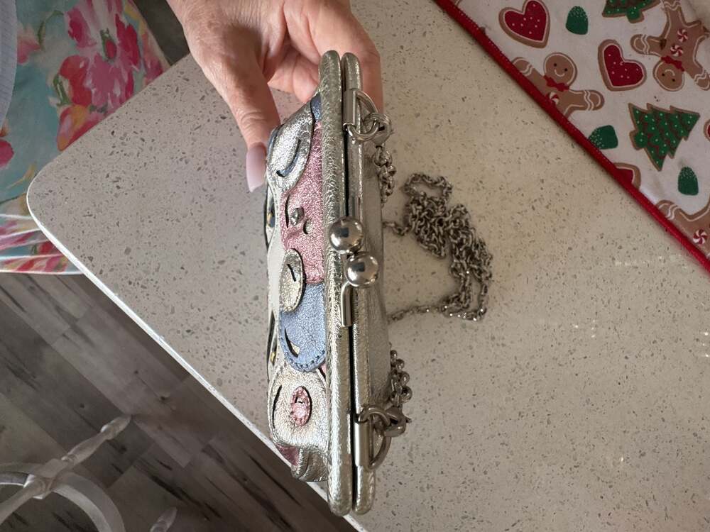 Brighton Vintage Retired Face Design Metallic Kisslock Frame Handbag - Picture 7 of 7